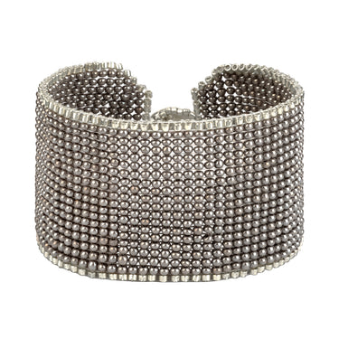Brazalete Telar Plata Grueso Liso Gris Aperlado